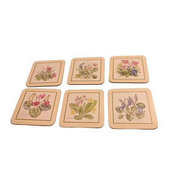 Clover Leaf Melamine Cork Back Botanical Table Mats Boxed Set of 6 - UK VTG MCM - Picture 9 of 16